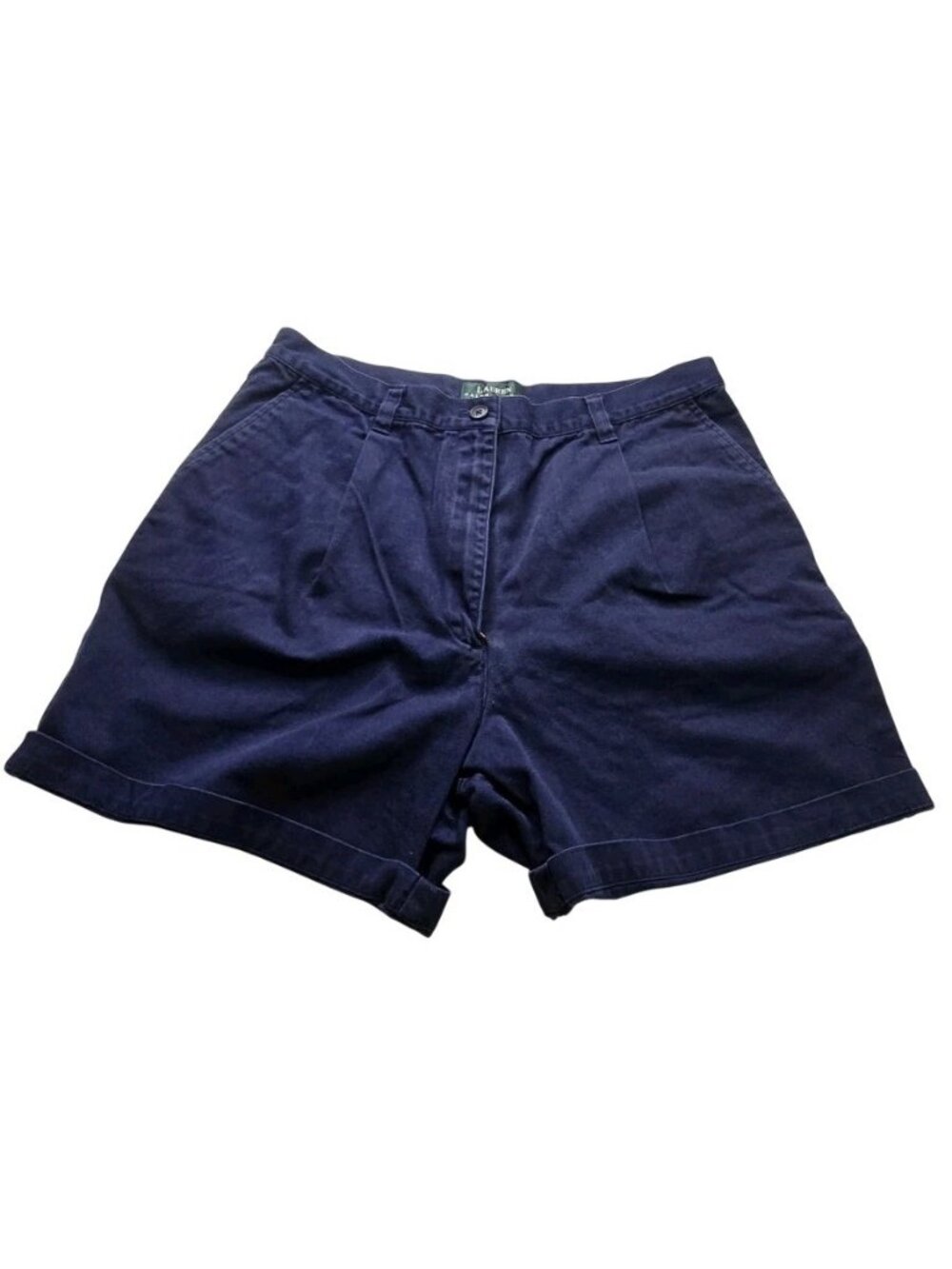 Lauren Ralph Lauren Womens Navy Cotton Pleated Shorts Size 12 Petite